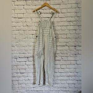 Striped cotton overalls